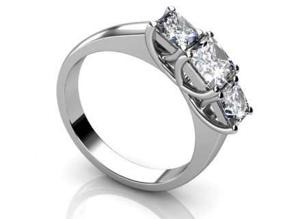 Princess cut diamond trilogy rings MPA62 profile view
