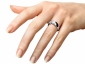 Tension set diamond wide band solitaire ring SPAR26 on finger view 